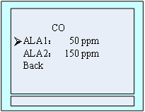 20. irudia karbono monoxidoaren alarma-balioaren ezarpena